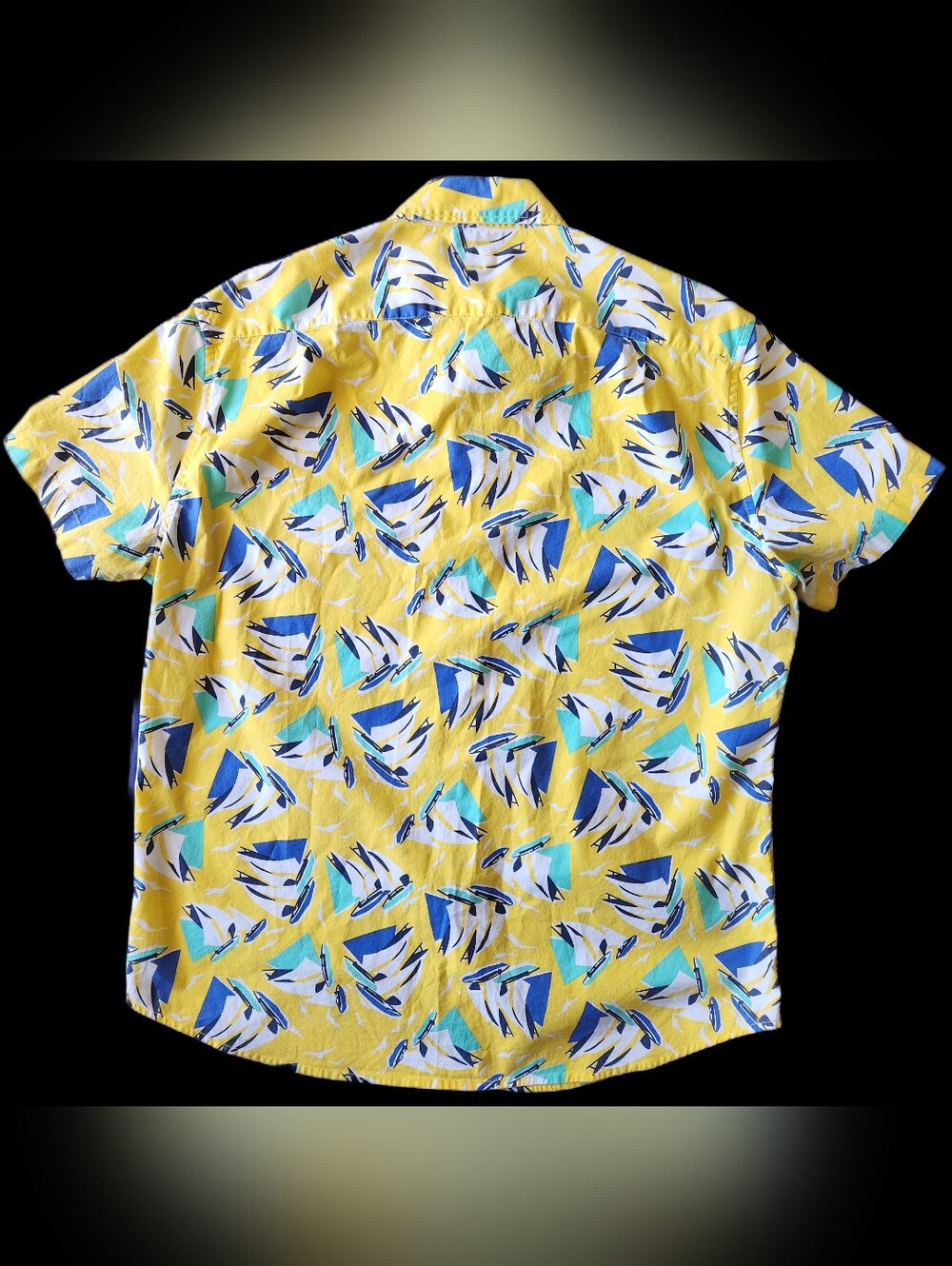 J.Crew Flex Washed Slim Fit Large Yellow Sailboat Print Button Down Shirt - Picture 2 of 5
